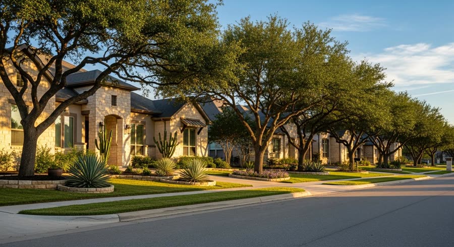 Tree-lined street in Stone Oak
